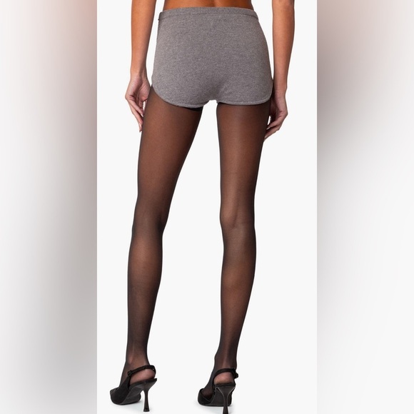 Edikted Gray Knit Micro Shorts - Picture 2 of 7